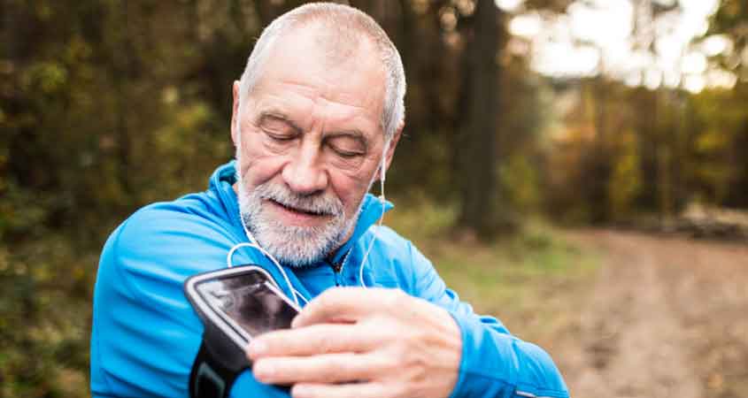 Man using an iPod for running