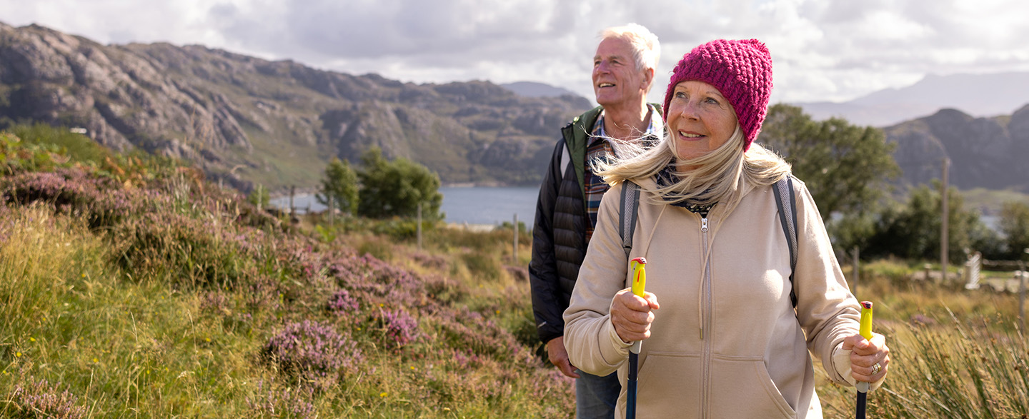 Couple walking in the countryside