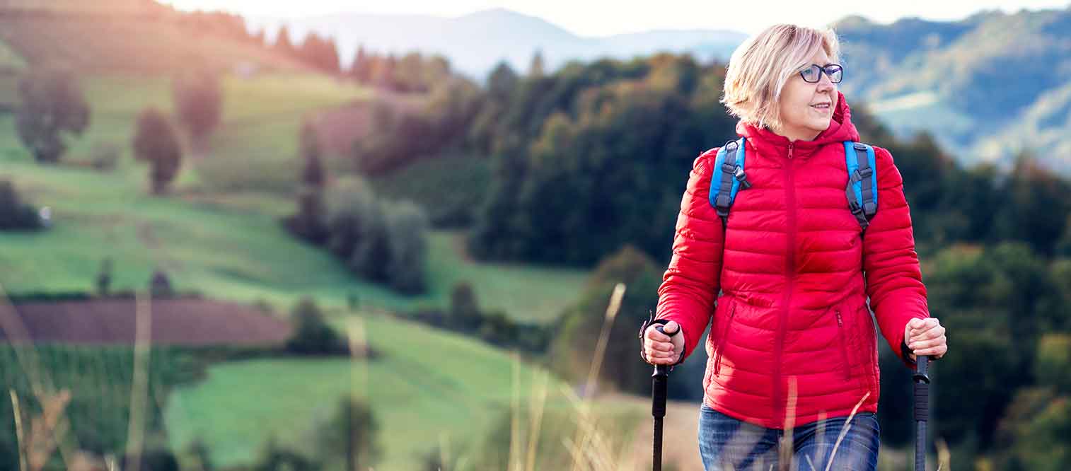 Woman walking in the hills