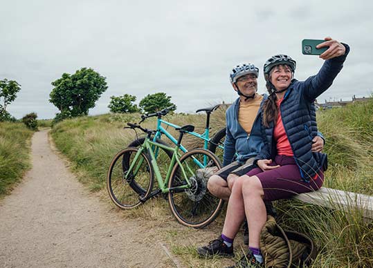 Two people out cycling