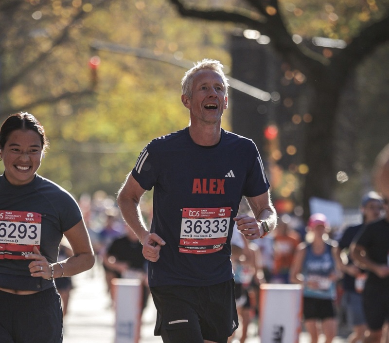 A group of people running a marathon