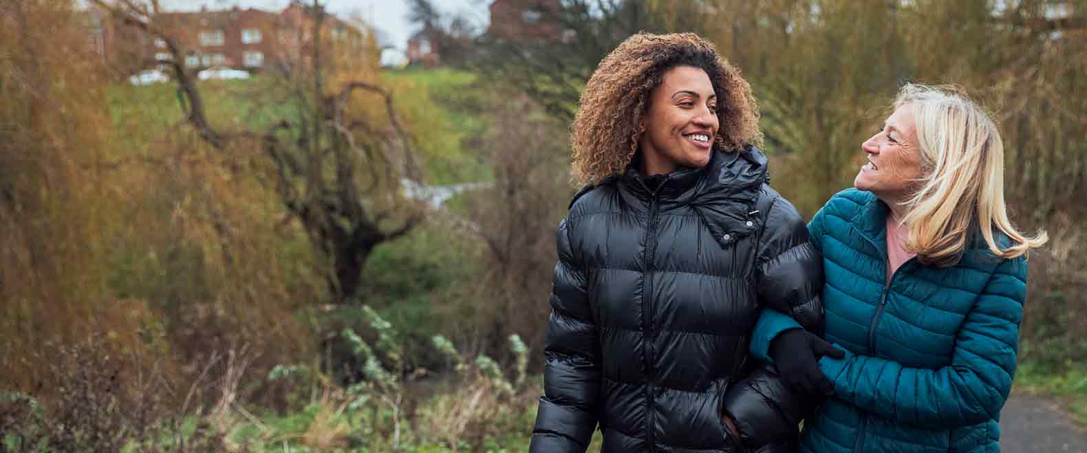 Two women talking together