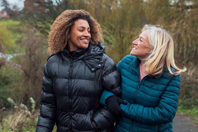 Two women walking