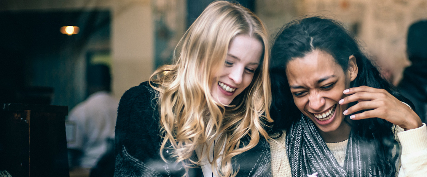 Two women in a coffee shop