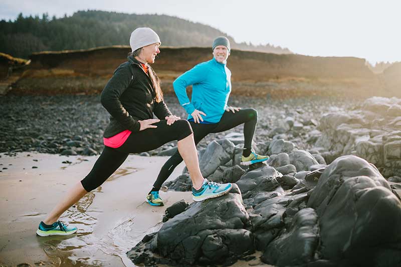 Couple exercising outside