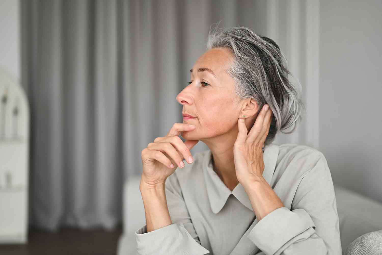 A woman looking into the distance