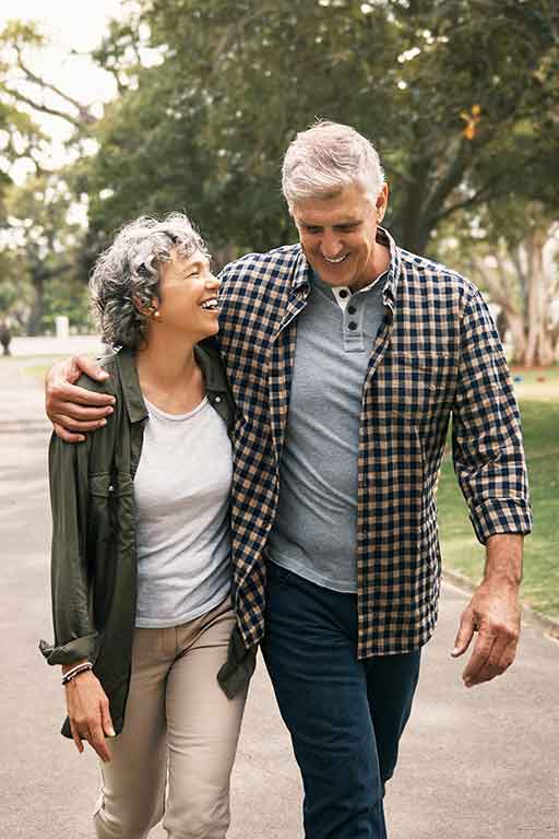 A couple walking and talking