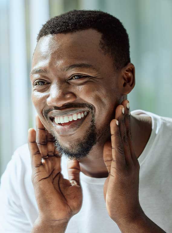 A man looking in the mirror