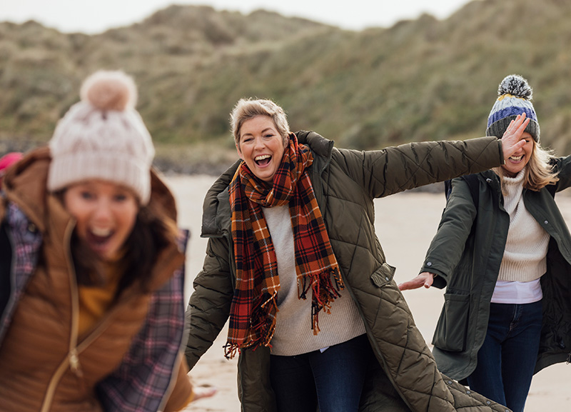 Three women on the beach