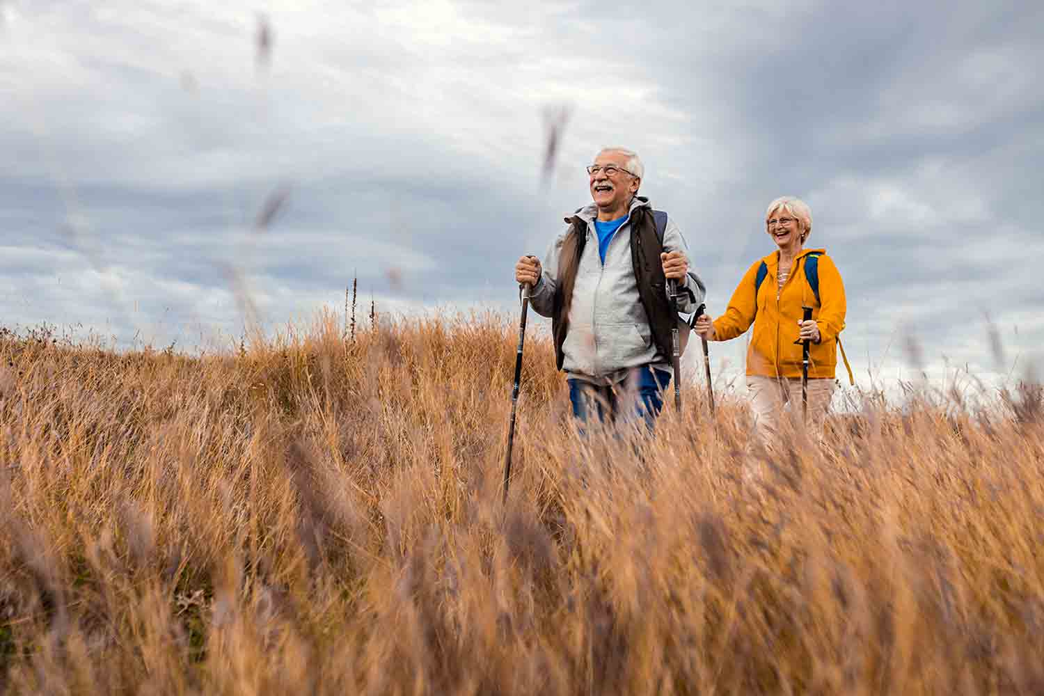 Couple walking in the countryside