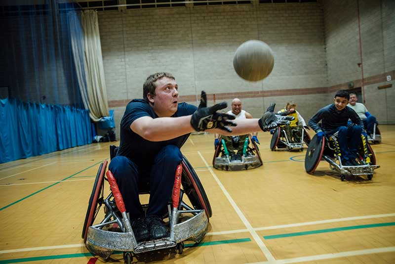 Athlete playing wheelchair basketball