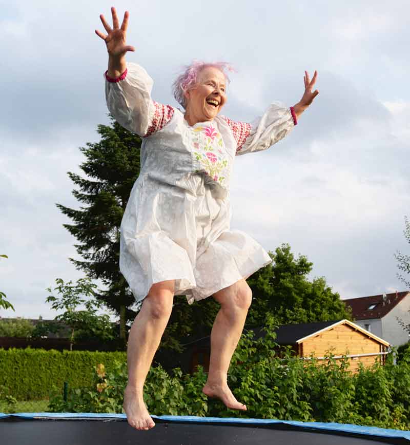 Woman jumping on a trampoline