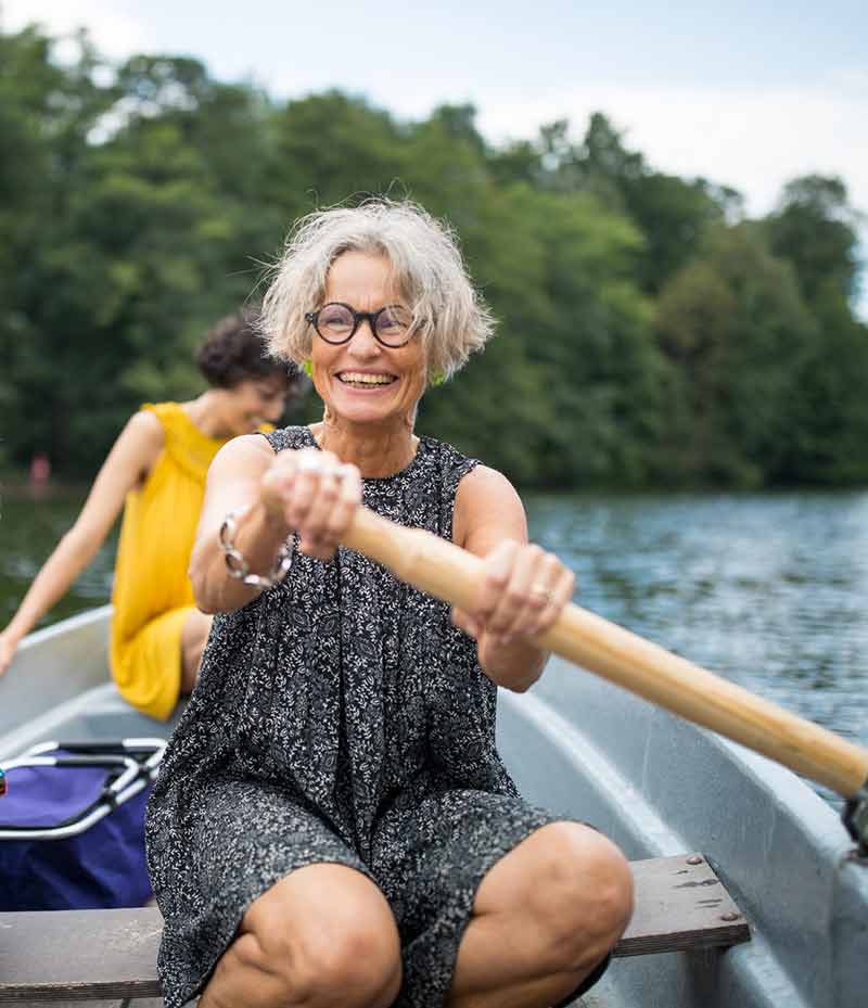 Woman rowing a boat
