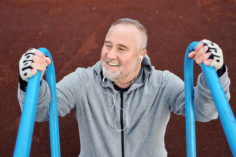 A man on gym equipment