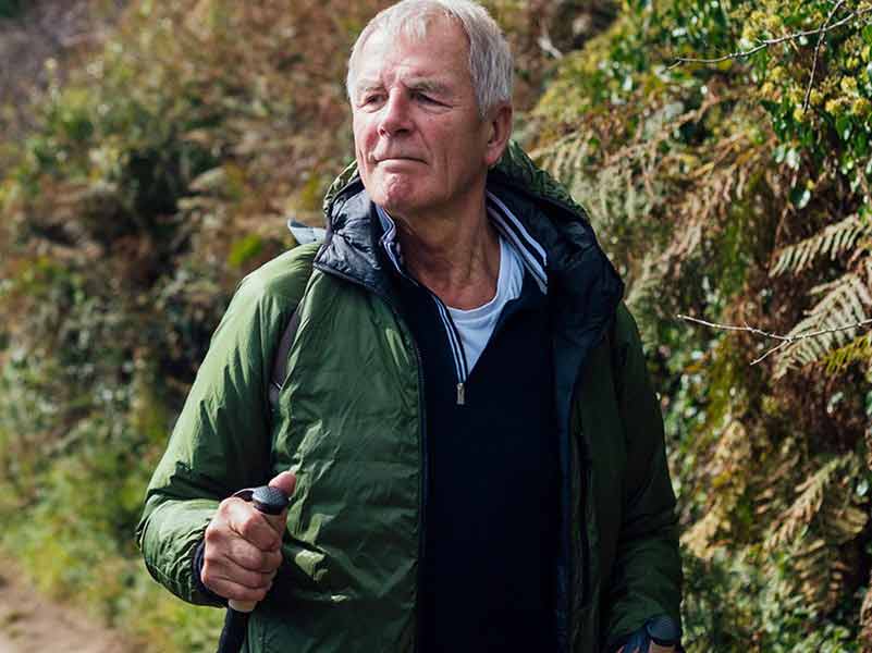 A man walking in the woods