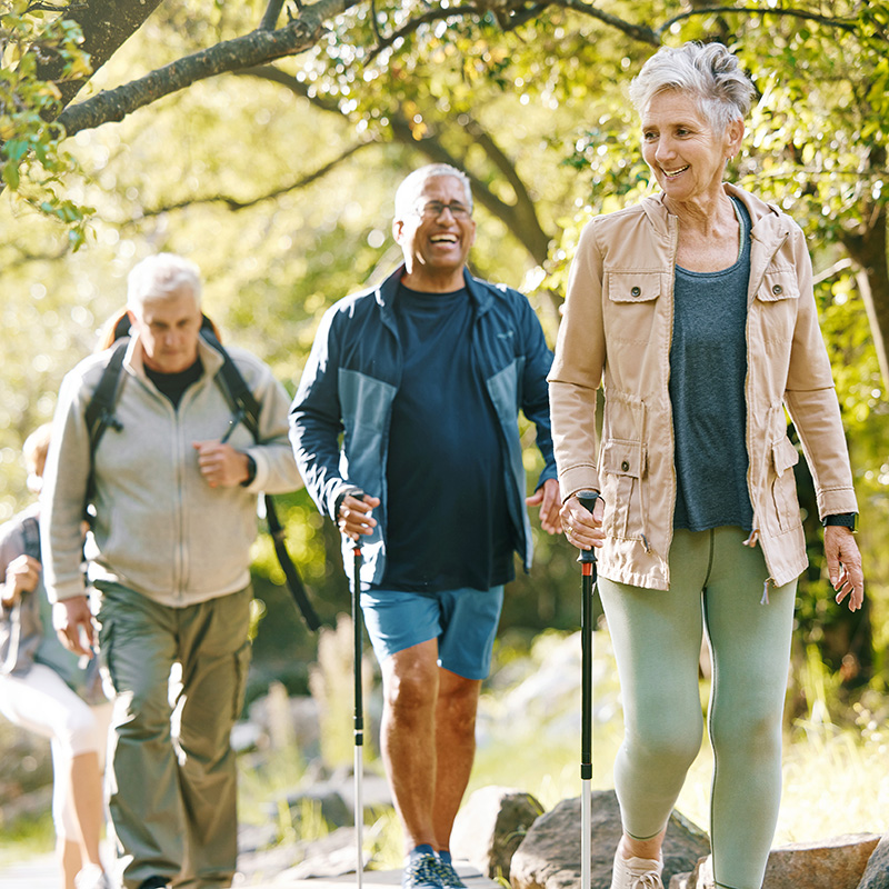 Group of mature friends hiking