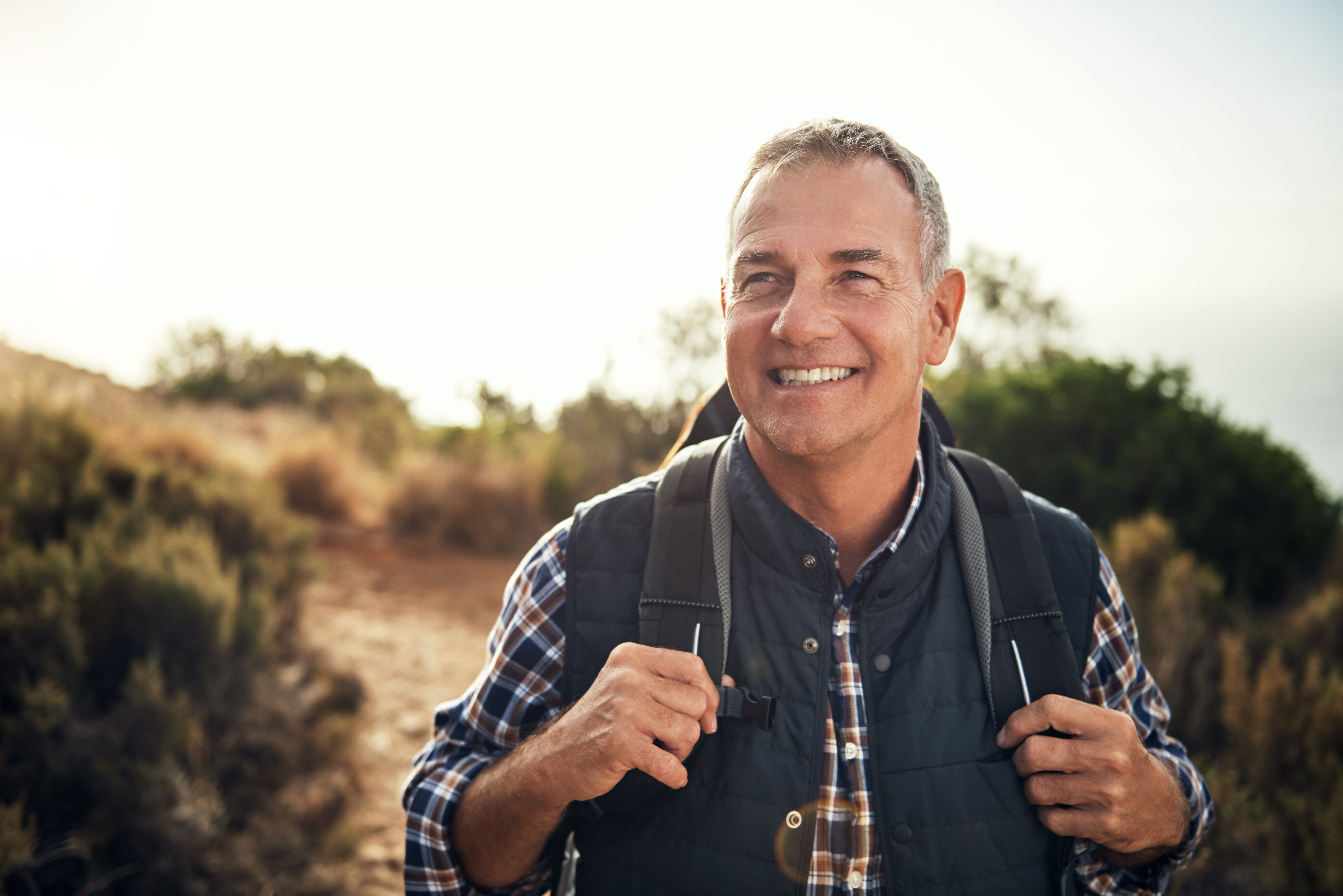 Mature man hiking