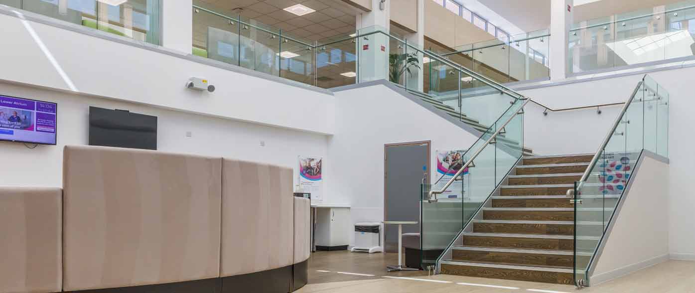 The lower atrium at Benenden Hospital