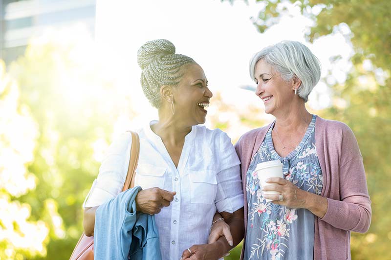 Two older women talking