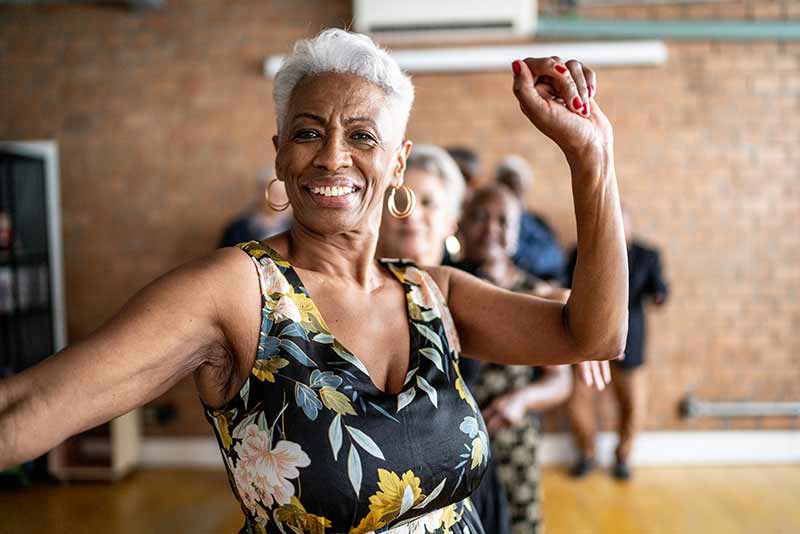 A woman in a dance class
